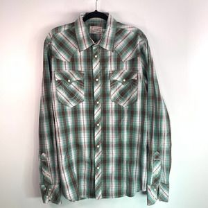 True Religion‎ Western Button Up Plaid Pearl Snap Long Sleeve Shirt 3XL.